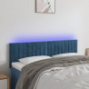 Cabeceira de cama c/ luzes LED veludo 144x5x78/88cm azul-escuro 1