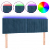 Cabeceira de cama c/ luzes LED veludo 144x5x78/88cm azul-escuro 2