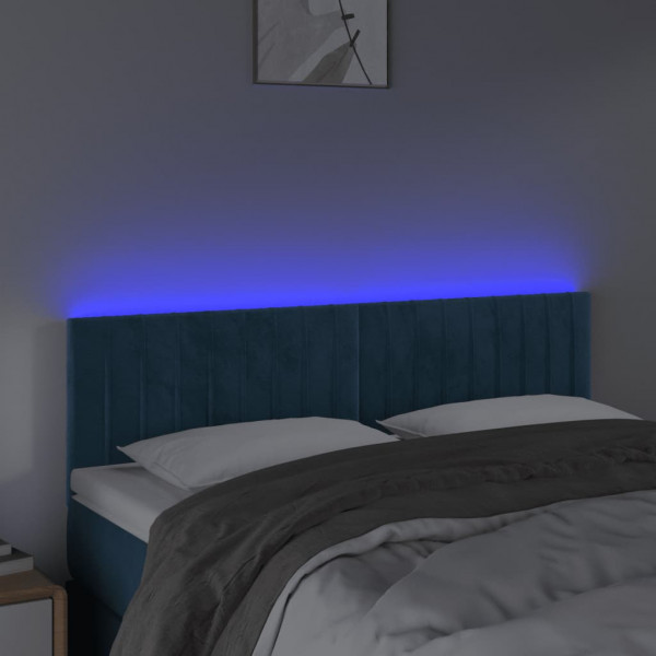 Cabecero con LED de terciopelo marrón oscuro 144x5x78/88 cm M 3