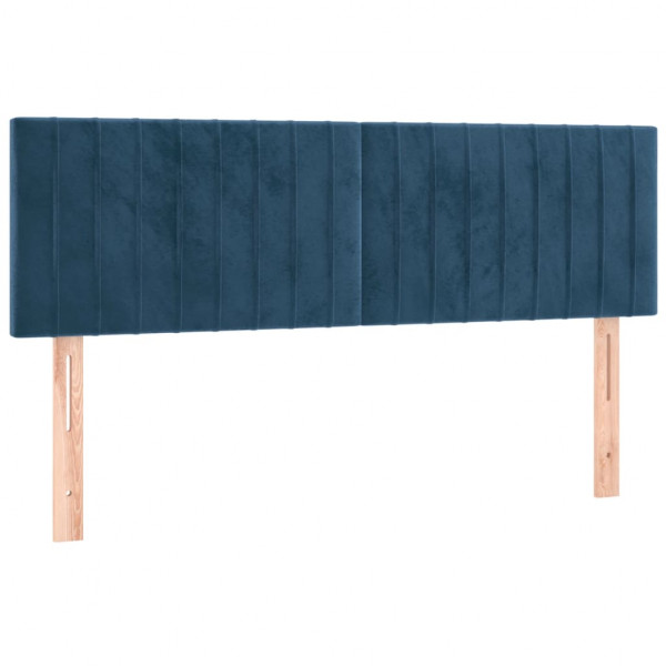Cabeceira de cama c/ luzes LED veludo 144x5x78/88cm azul-escuro M 4