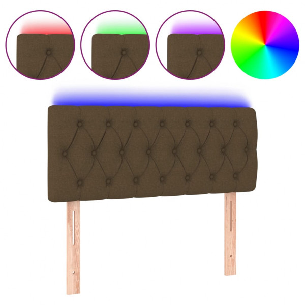 Cabecero con LED de tela marrón oscuro 90x7x78/88 cm M 2