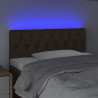 Cabeceira de cama c/ luzes LED tecido 90x7x78/88 cm castanho 3