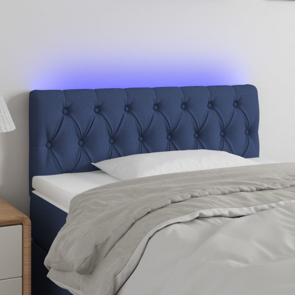 Cabecero con LED de tela azul 90x7x78/88 cm D