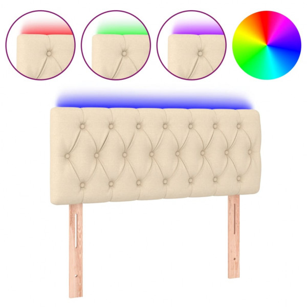 Cabeceira de cama c/ luzes LED tecido 100x7x78/88 cm cor creme M 2