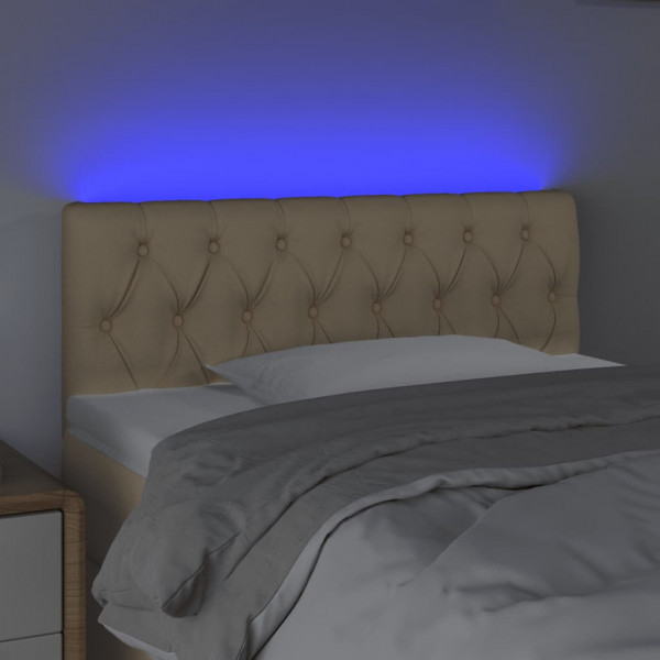 Cabeceira de cama c/ luzes LED tecido 100x7x78/88 cm cor creme M 3