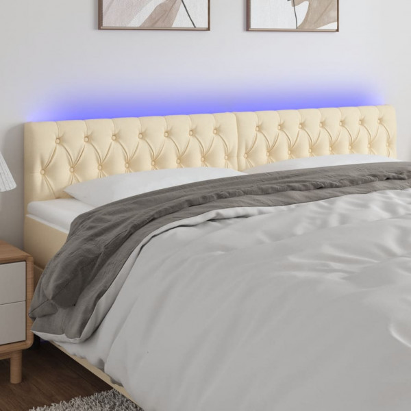Cabecero con LED de tela color crema 200x7x78/88 cm D