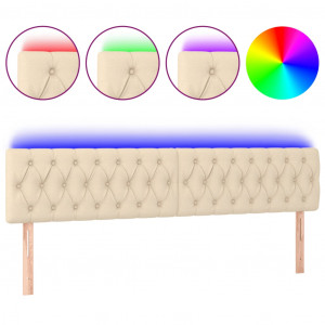 Cabecero con LED de tela color crema 200x7x78/88 cm H