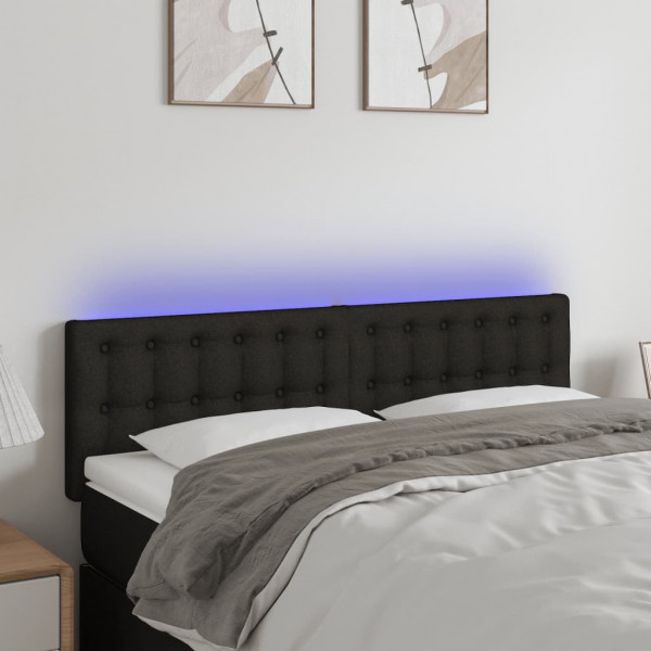 Cabecero con LED de tela negro 144x5x78/88 cm D