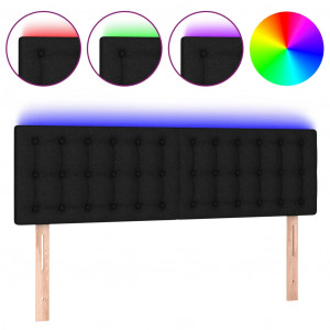 Cabecero con LED de tela negro 144x5x78/88 cm H
