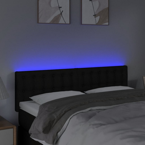 Cabecero con LED de tela negro 144x5x78/88 cm M 3