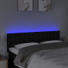 Cabeceira de cama c/ luzes LED tecido 144x5x78/88 cm preto 3