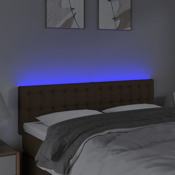 Cabecero con LED de tela marrón oscuro 144x5x78/88 cm M 3