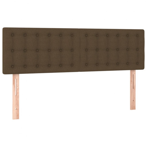 Cabeceira de cama c/ luzes LED tecido 144x5x78/88 cm castanho M 4