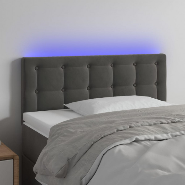 Cabecero con LED de terciopelo gris oscuro 100x5x78/88 cm D