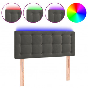 Cabecero con LED de terciopelo gris oscuro 100x5x78/88 cm H