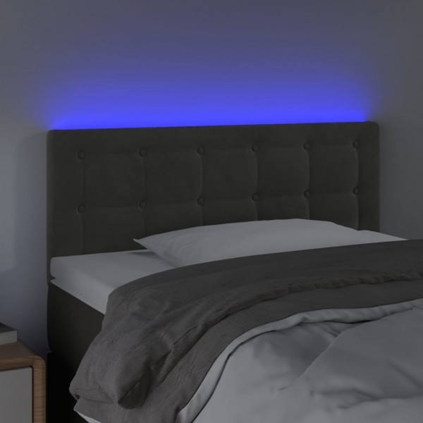 Cabecero con LED de terciopelo gris oscuro 100x5x78/88 cm M 3