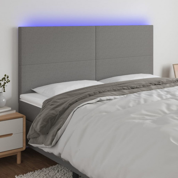 Cabecero con luces LED tela gris oscuro 160x5x118/128 cm D