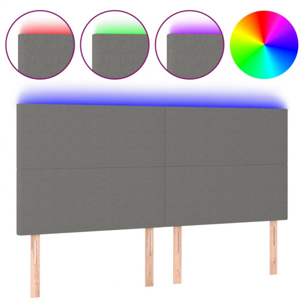 Cabecero con luces LED tela gris oscuro 160x5x118/128 cm M 2