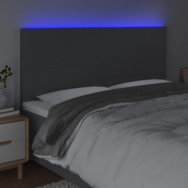Cabecero con luces LED tela gris oscuro 160x5x118/128 cm M 3
