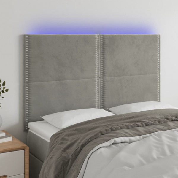 Cabecero con luces LED terciopelo gris claro 144x5x118/128 cm D