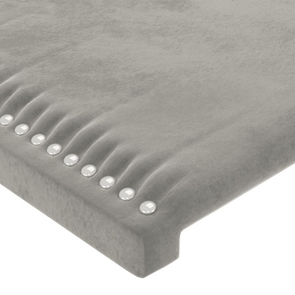 Cabeceira cama c/ luzes LED veludo 144x5x118/128cm cinza-claro M 5