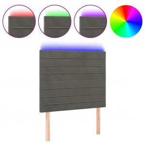 Cabecero con luces LED terciopelo gris oscuro 80x5x118/128 cm H