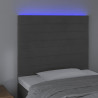 Cabeceira de cama c/ LED veludo 80x5x118/128 cm cinza-escuro 3