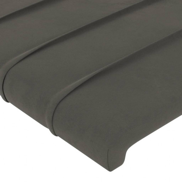 Cabeceira de cama c/ LED veludo 80x5x118/128 cm cinza-escuro M 5