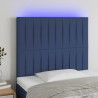 Cabecero con luces LED tela azul 100x5x118/128 cm 1