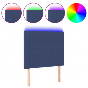 Cabecero con luces LED tela azul 100x5x118/128 cm H