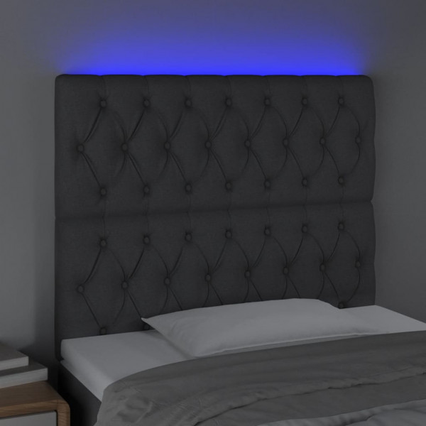Cabecero con luces LED tela gris oscuro 90x7x118/128 cm M 3