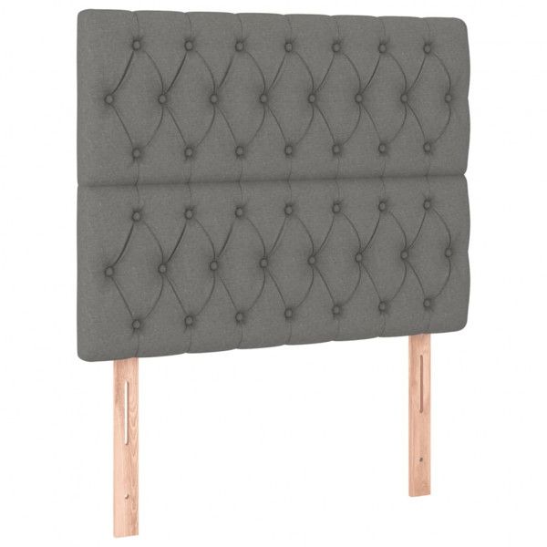 Cabeceira de cama c/ LED tecido 90x7x118/128 cm cinza-escuro M 4