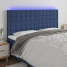 Cabecero con luces LED tela azul 200x5x118/128 cm 1