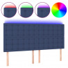 Cabecero con luces LED tela azul 200x5x118/128 cm 2