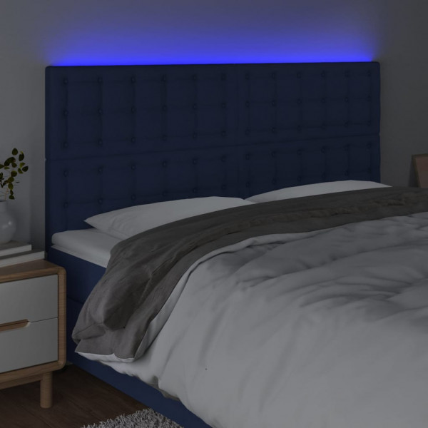 Cabecero con luces LED tela azul 200x5x118/128 cm M 3