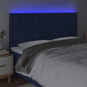 Cabeceira de cama c/ luzes LED tecido 200x5x118/128 cm azul 3