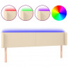 Cabecero con LED de tela crema 163x16x78/88 cm 2