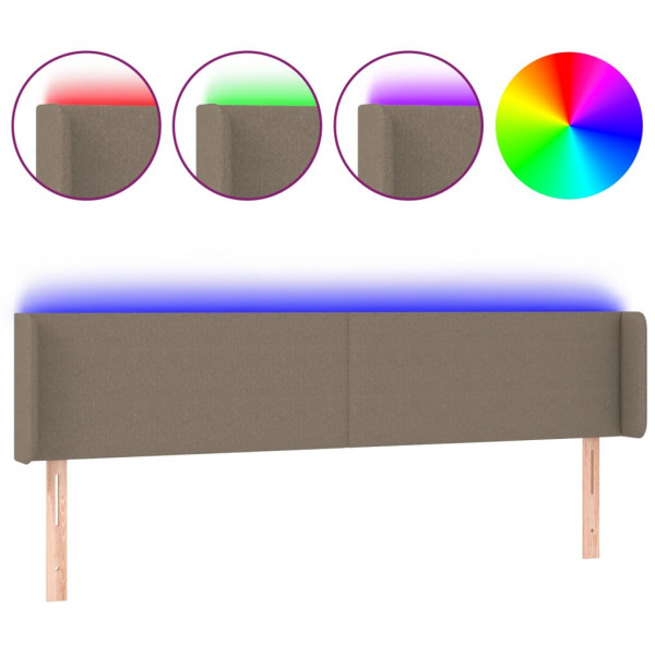 Cabecero con LED de tela gris taupe 203x16x78/88 cm M 2