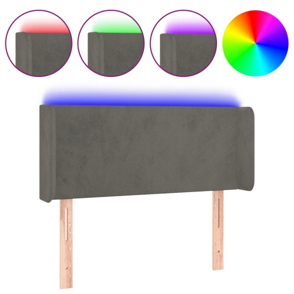 Cabeceira cama c/ luzes LED veludo 83x16x78/88cm cinza-escuro M 2