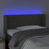 Cabeceira cama c/ luzes LED veludo 83x16x78/88cm cinza-escuro 4
