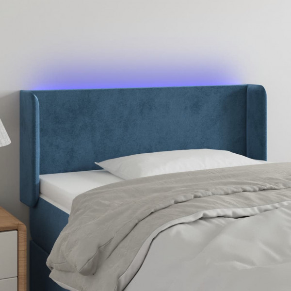 Cabecero con LED de terciopelo azul oscuro 93x16x78/88 cm D