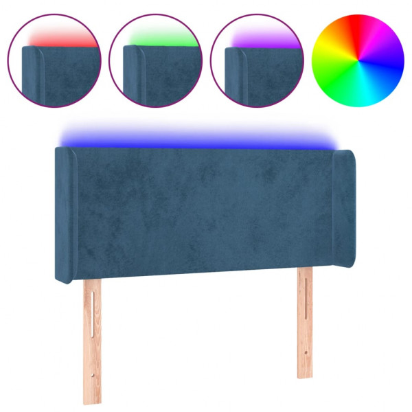 Cabecero con LED de terciopelo azul oscuro 93x16x78/88 cm M 2