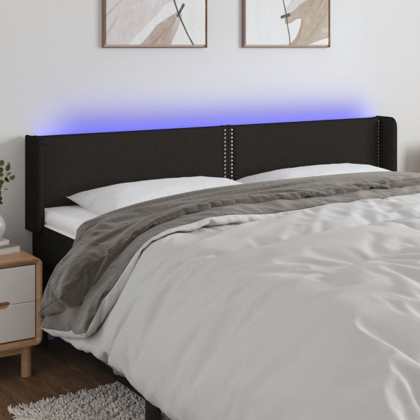 Cabecero con LED de tela negro 183x16x78/88 cm D