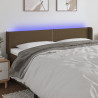 Cabeceira de cama c/ luzes LED tecido 183x16x78/88 cm castanho 1
