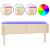 Cabecero con LED de tela crema 183x16x78/88 cm 2
