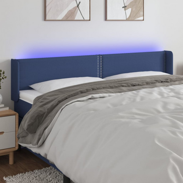 Cabecero con LED de tela azul 203x16x78/88 cm D