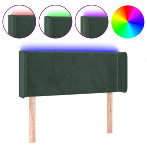 Cabecero con LED de terciopelo verde oscuro 83x16x78/88 cm H