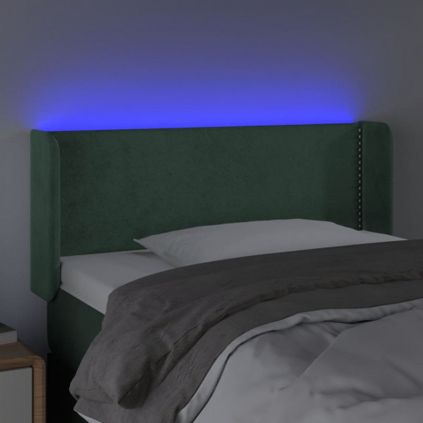 Cabeceira cama c/ luzes LED veludo 83x16x78/88 cm verde-escuro M 4