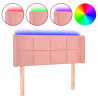 Cabeceira de cama c/ luzes LED veludo 93x16x78/88 cm rosa 2