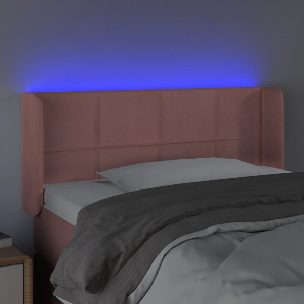 Cabecero con LED de terciopelo rosa 103x16x78/88 cm M 4